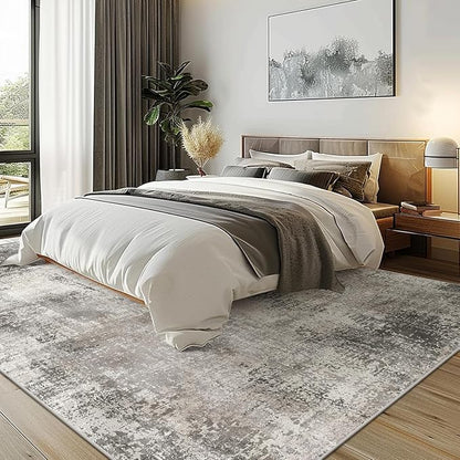 BEIMO Area Rugs 8x10 Machine Washable Rug for Bedroom Living Room Dining Room, Large Modern Abstract Soft Rugs, Indoor Low Pile Carpet with Non Slip Rubber Backing, Abstract Gray