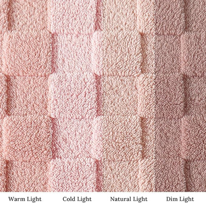 Exclusivo Mezcla Fleece Throw Blanket for Couch,Super Soft and Warm Lightweight Checkered Pattern Blankets for All Seasons,50x60 Inches, Pink