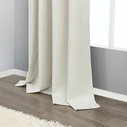 Pitalk Nursery Curtains for Girls Room Linen Black Out Back Tab Rod Pocket Cream Blackout Curtains 2 Panels 63 Inch Length for Baby Teen Boys Bedroom Dorm Short Window Off White Wide 38 x 63 Long