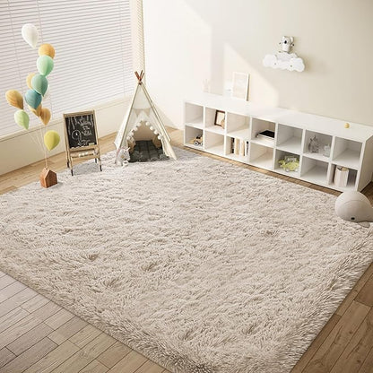 8x10 Area Rugs for Living Room: Fluffy Shag Soft Washable Rug Large Fuzzy Plush Indoor Carpet for Bedroom Nursery Playroom Kids Girls Boys Room (Camel, 8'x10')
