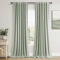 Guken Mist Sage 100% Blackout Linen Curtains 96 Inch Length 2 Panels Set for Living Room Bedroom Back Tab Thermal Insulated Black Out Drapes Room Darkening Farmhouse Style for Bedroom Window Curtains