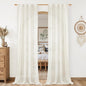 LAMIT Cream 80 inch Linen Curtains for Doorway, Light Filtering Semi Sheer Drapes Back Tab and Rod Pocket Neutral Panels for Bedroom/Living Room, 34 x 80 Inch, 2 Panels