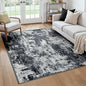 Washable Area Rugs Square 6ft Non-Slip Modern Abstract Soft for Living Room Entryway Bedroom Nursery, Print Pattern, Black Navy Blue Gray