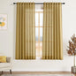 Gold Linen Curtains 63 Inches Long 2 Panel Sets for Living Room Bedroom Rod Pocket Back Tab Light Filtering Drape for Kitchen Window Short Protect Privacy Curtain Modern Farmhouse Decor 52x63