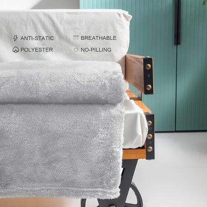 Exclusivo Mezcla Plush Fuzzy Fleece Throw Blanket Extra Large, Super Soft, Fluffy and Warm Blankets for Couch, Bed, All Season (Light Grey, 50x70 inches)