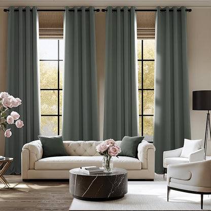 NICETOWN Room Darkening Draperies Curtains Panels, 2 Panels Dark Mallard W52 x L84