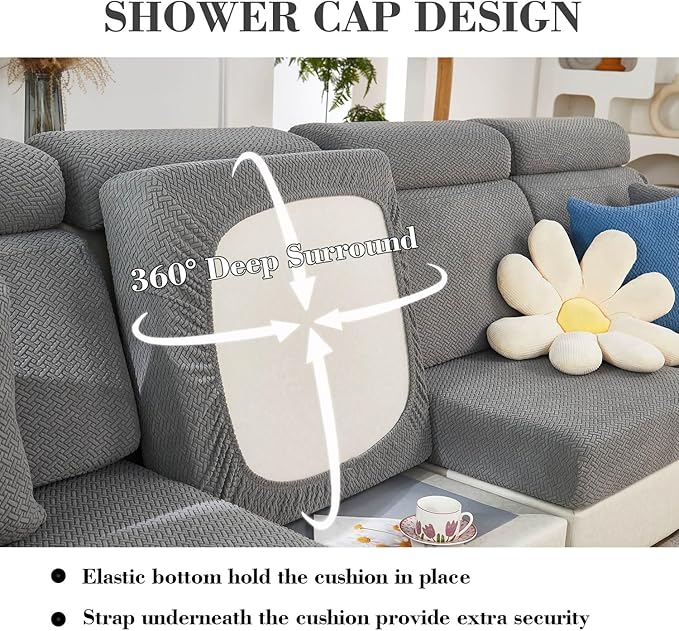 Sofa Covers Couch Covers for Sofa Pet Friendly Couch Cushion Covers Universal Sofa Covers Washable Stretch Slipcovers for Sectional Sofa (Texture Gray,Extra Large Single Seat Cover)