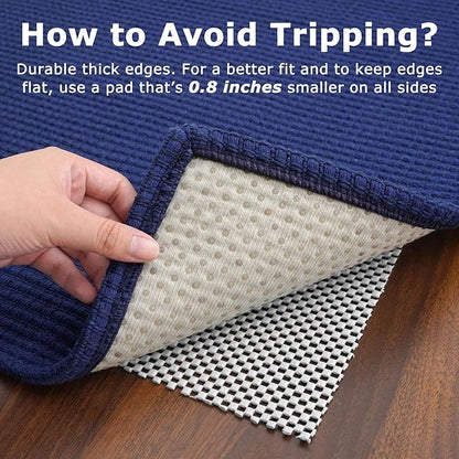 KOZYFLY Runners for Hallways 2x5 ft Washable Kitchen Runner Non Slip Rubber Backed Hall Runners Cotton Entryway Runner Rugs Floor Carpet for Indoor Backdoor Bedroom Kitchen, Royal Blue/Navy