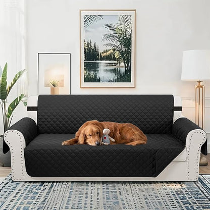 Reversible 4 Seater Sofa Cover 91 Inch Large Couch Cover Furniture Protector(Sofa XX-Large,Black/Black)