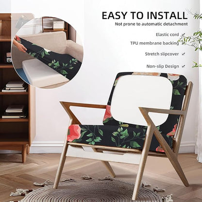 8Pcs Outdoor Cushion Covers, Patio Cushion Covers,Stretch Elastic Slipcovers, Replacement Washable & Reusable Furniture Protector for Patio Couch (Death of Summer-Pattern,Cover Only)