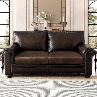 Leather Look Couch Cushion Covers Sofa Seat Slipcovers Sets Couches Furniture Protector for Sectional Armchair Loveseat Pets Kids Stretch Spandex Fabric (2 Cushion Loveseat, Brown)