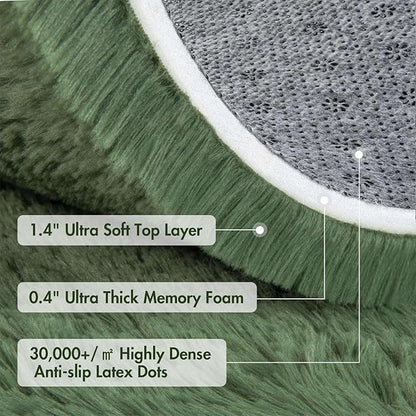 8x10 Ft Extra Large Shag Green Area Rug for Living Room, Ultra Soft Fluffy Furry Rugs for Bedroom Classroom Indoor Floor, Aesthetic Carpet for Kids Home Decor