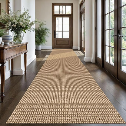 KOZYFLY Extra Long Runners for Hallways 3x16 ft Washable Kitchen Runner Non Slip Rubber Backed Hallway Rug Cotton Entryway Runner Rug Floor Carpet for Indoor Hall, Kitchen, Stair, Tan/Orange/Brown