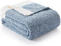 Snuggle Sac Blue Bedding Blanket Twin Size for Bed and Sofa, Reversible Super Soft Blankets Warm Cozy Knit Blankets Fuzzy Plush for Couch, Living Room, Blue, 60x80 inches