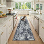 Washable Area Rugs 2x9 Non-Slip Modern Abstract Soft for Living Room Entryway Bedroom Nursery, Print Pattern, Black Navy Blue Gray