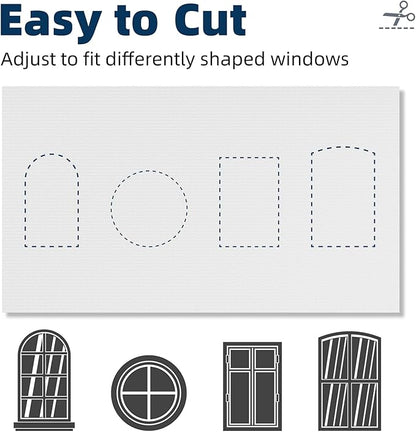 NIGHTON Portable Blackout Curtains 100"×59", Strong Hook and Loop Tape Strips with Adhesive, Cuttable Blackout Window Cover, 100% Black Out Material Blinds for Baby Nursery or Travel - White - 09
