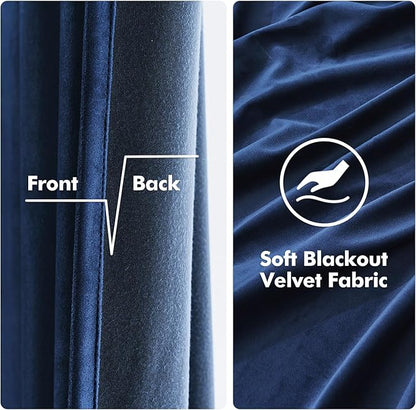 MIULEE 2 Panels Blackout Velvet Curtains Solid Soft Grommet Royal Blue Curtains Black Out Thermal Insulated Soundproof Room Darkening Drapes/Panels for Living Room Bedroom 52 x 96 Inch Length