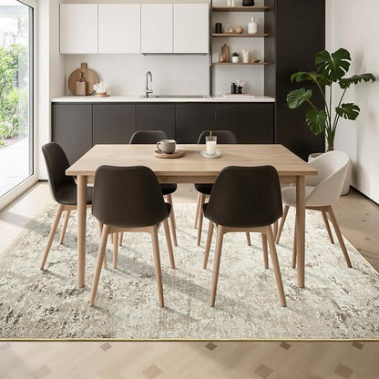 Toneed Abstract Area Rug Modern Washable Rug Soft Non Slip Rug Low Pile for Bedroom Living Room Dining Room Beige 6x9 Feet