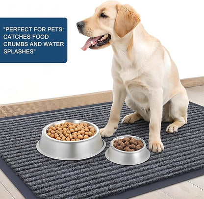 OLANLY Front Door Mat Indoor Outdoor Entrance, Waterproof Heavy Duty Doormat, Fade Resistant, Low Profile, Easy Clean Patio Porch Welcome Floor Mats for Entry, 47x17, Grey