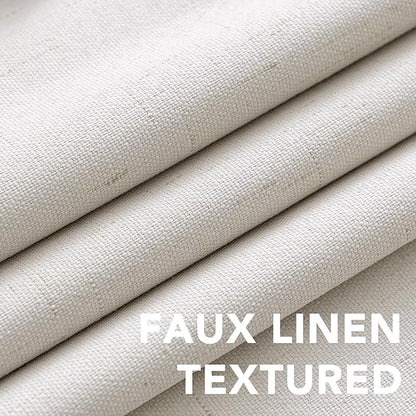 H.VERSAILTEX Primitive Linen Curtains 100% Blackout Curtain Drapes Burlap Fabric Curtains with White Thermal Insulated Liner, Grommet Top Drapes Living Room/Bedroom (2 Panels, 52 x 45 Inch, Ivory)