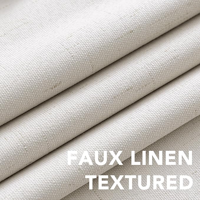 H.VERSAILTEX Primitive Linen Curtains 100% Blackout Curtain Drapes Burlap Fabric Curtains with White Thermal Insulated Liner, Grommet Top Drapes Living Room/Bedroom (2 Panels, 42 x 54 Inch, Ivory)