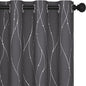 Deconovo Grey Blackout Curtains for Bedroom, Thermal Insulated Soundproof Drapes, Wave Dots Foil Print, 52 x63 Inches Long, 2 Panels, Machine‑Washable Privacy Window Panel for Living Room Apartment