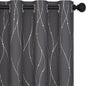 Deconovo Short Curtains Grey, Blackout Kitchen Curtain, Thermal Insulated Soundproof Drapes, Wave Dots Foil Print, 52 x 54 Inches, 2 Panels, Machine‑Washable Privacy Window Panel for Small Windows