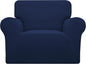 Easy-Going Stretch Oversized Chair Sofa Slipcover 1-Piece Couch Sofa Cover Furniture Protector Soft with Elastic Bottom for Kids Spandex Jacquard Fabric Small Checks Navy