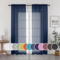 OWENIE Navy Blue Sheer Curtains 90 Inches Long, Solid Light Filtering Sheer Curtains for Bedroom, Window Voile Sheer Curtain Panels/Drapes/Treatment for Living Room, 2Pcs, Each 42" W x 90" L Inch