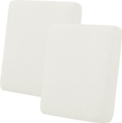 Easy-Going Stretch Individual Loveseat Couch Cushion Cover Sofa Cushion Furniture Protector Sofa slipcover Soft Flexibility with Elastic Bottom (2-Piece Loveseat Cushion Cover, Cream)