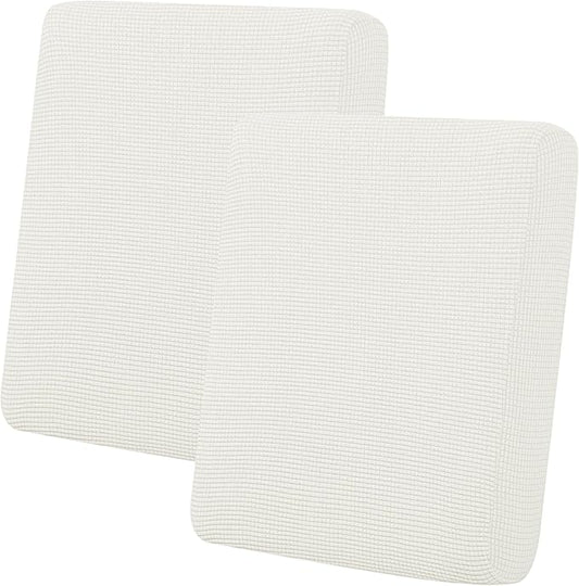 Easy-Going Stretch Individual Loveseat Couch Cushion Cover Sofa Cushion Furniture Protector Sofa slipcover Soft Flexibility with Elastic Bottom (2-Piece Loveseat Cushion Cover, Cream)