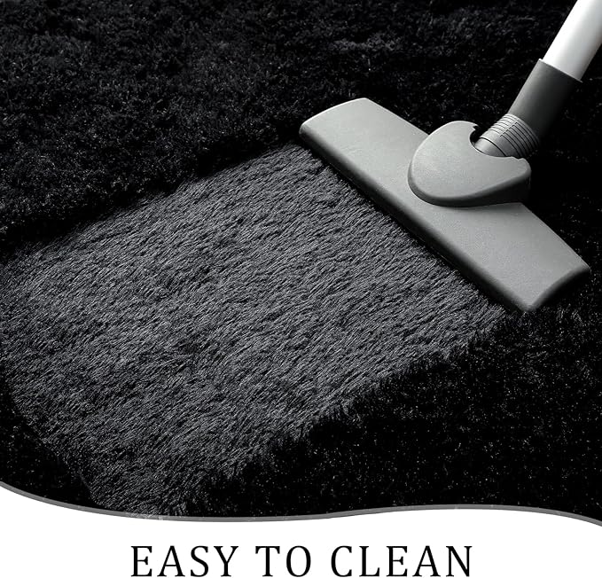 Chicrug Soft Runner Rugs for Bedroom Living Room Plush Fluffy Rug 3x10 Feet, Shag Furry Area Rug Carpet Non Shedding for Nursery Children Kids Girls Room Home Decorative, Black