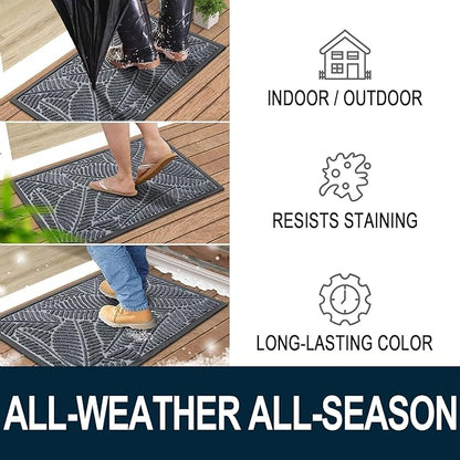 Colorxy Waterproof Doormat, Sturdy Natural Rubber Front Indoor Mat, Non Slip Low Profile Indoor Outdoor Door Mats, Stain and Fade Resistant Floor Mat, Easy Clean Patio Entrance Mat, 71''x23'', Grey