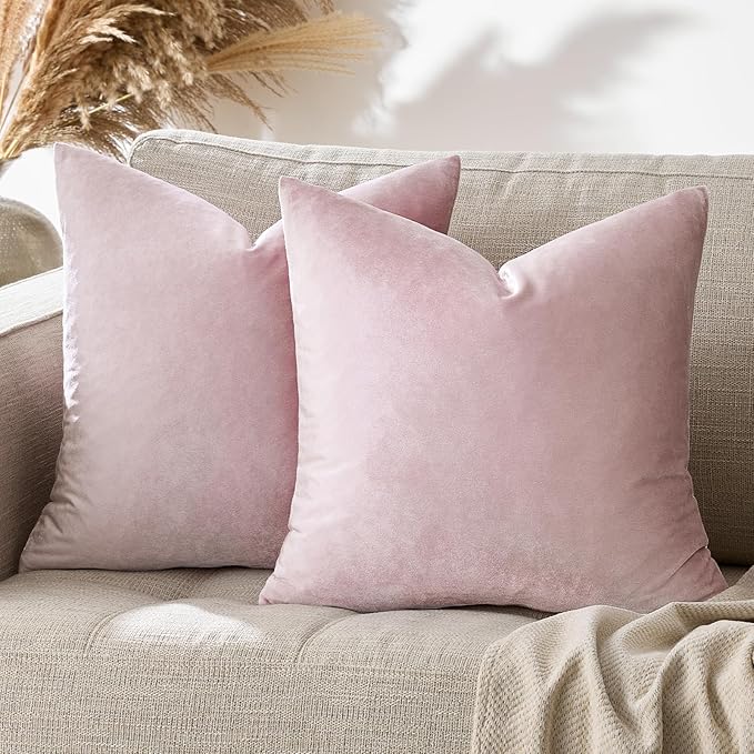GIGIZAZA Decor Throw Couch Pillow Covers,Set o 2 Sweet Lilac Sofa Cushion Pillow Covers,Velvet Pillow Cases 26x26inch