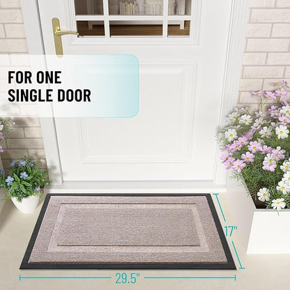 OLANLY Front Door Mat Indoor Outdoor Entrance, Waterproof All-Season, All-Weather Doormat, Sturdy Natural Rubber, Low Profile, Easy Clean Patio Porch Entryway Mat, 47x32, Camel