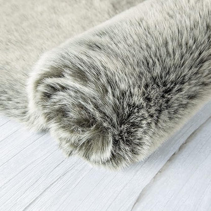 Ashler HOME DECO Soft Fox Faux Fur Chair Couch Cover Area Rug for Bedroom Floor Sofa Living Room Green White 3 x 3 Feet Round
