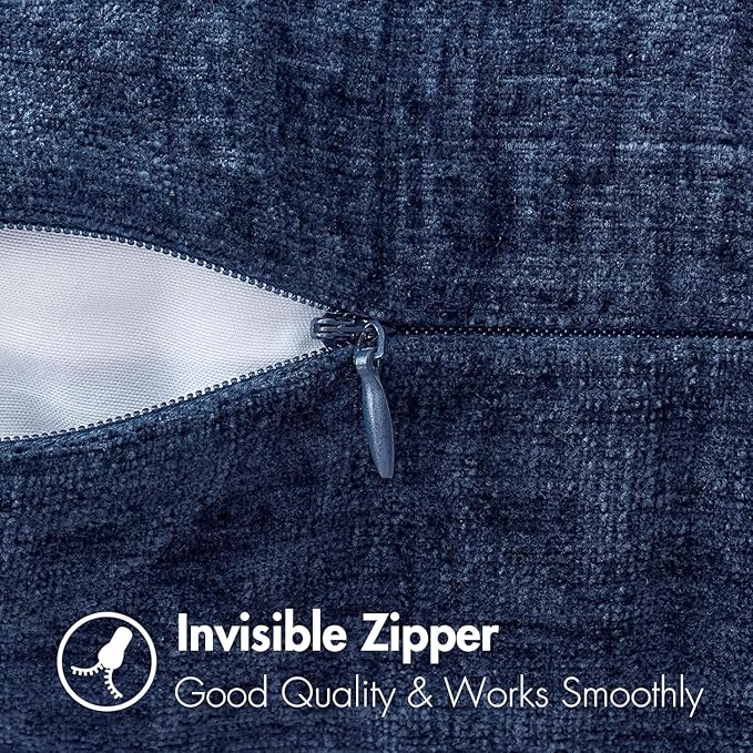 MIULEE Pack of 2 Couch Throw Pillow Covers 20x20 Inch Spring Soft Navy Chenille Pillow Covers for Sofa Living Room Solid Dyed Pillow Cases