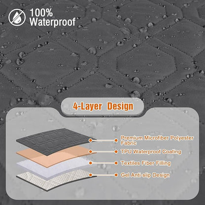 VANSOFY Waterproof Recliner Couch Covers, Sofa Covers 1-Piece Washable Reclining Sofa Cover Non-Slip Furniture Protector with Elastic Straps Pocket for Dogs, Pets(Charcoal Gray,2 Seater)