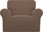 Easy-Going Stretch Oversized Chair Sofa Slipcover 1-Piece Couch Sofa Cover Furniture Protector Soft with Elastic Bottom for Kids Spandex Jacquard Fabric Small Checks Brown