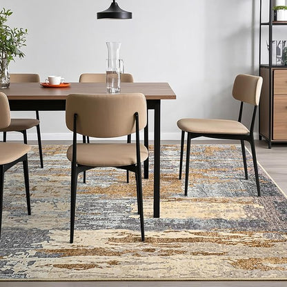 Toneed Abstract Area Rug Modern Washable Rug Soft Non Slip Rug Low Pile for Bedroom Living Room Dining Room Camel 8x10 Feet