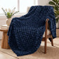 Exclusivo Mezcla Fleece Throw Blanket for Couch, Extra Large Fuzzy Navy Blue Bed Blankets, Soft Cozy Plush Sofa Throws for All Seasons, 50x70 Inches