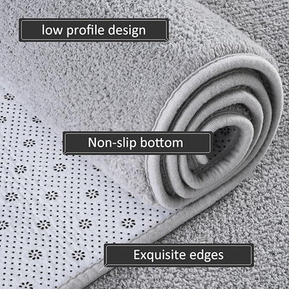 AROGAN 2x4 Feet Shag Runner Rug for Hallways, Washable Rugs with Memory Foam for Bedroom, Entryway Indoor Fluffy Throw Rug for Bedside Living Room Kids Girls Nursery Dorm Room Decor, Grey