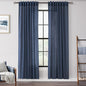 Navy Blue Curtains 80 inch Length for Bedroom Back Tab Light Filtering Semi Sheer Blue Living Room Curtains Linen Cotton Textured Indigo Blue Drapery Panel Modern Farmhouse Aesthetic Decor Dark Blue