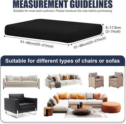 Patio Stretch Cushion Covers, Chair Cushion Covers& Sofa Replacement Slipcovers for Patio Furniture Cushion Covers, Washable Reusable Furniture Protector (4, Black)