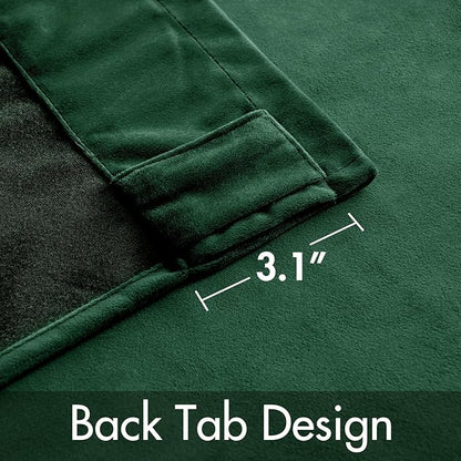 MIULEE Velvet Curtains 96 inches - Luxury Christmas Blackout Curtains for Bedroom Living Room Thermal Insulated Super Soft Window Drapes Rod Pocket & Back Tab, Hunter Green, W52 x L96 inches, 2 Panels