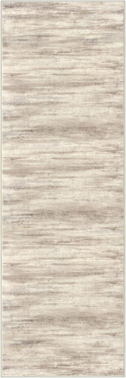 KOZYFLY Modern Abstract Runners for Hallways 2x6 Washable Rug Runner Non-Slip Soft Striped Kitchen Runner Rug, Beige Brown Print Carpet Runner for Entryway Bathroom Laundry Room Foyer
