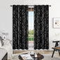 Deconovo Black Blackout Curtains, Thermal Insulated Soundproof Privacy Curtain Drapes, Branch Foil Print, 52 x 84 Inch Long, 2 Panels, Machine‑Washable Window Panel for Bedroom Living Room Office Home