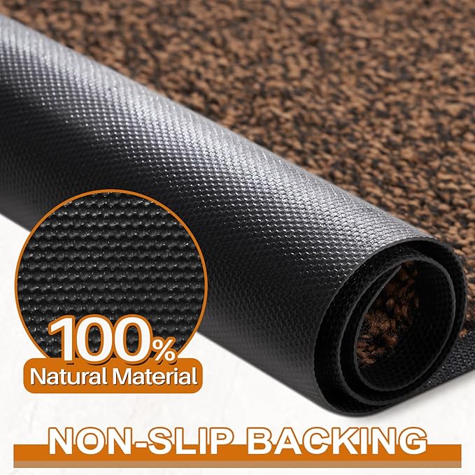 Mibao Front Door Mat, Dirt Trapper Welcome Mat for Outdoor Indoor, Non-Slip Waterproof Doormat, Durable Machine Washable Low Profile Entry Rug for Back Door Outside Patio Porch, 72" x 24", Brown