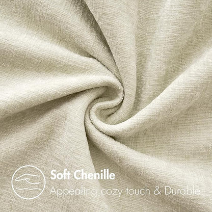 MIULEE Pack of 2 Cream Throw Pillow Covers 12x20 Inch Soft Chenille Lumbar Pillow Covers for Sofa Living Room Spring Home Decor Couch Solid Dyed Cases