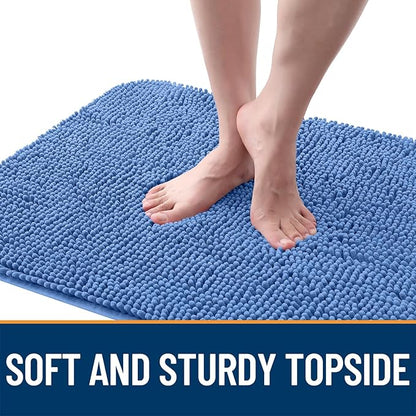 OLANLY Dog Door Mat for Muddy Paws 40x24, Absorbs Moisture and Dirt, Absorbent Non-Slip Washable Doormat, Quick Dry Chenille Mud Mat, Entry Indoor Entryway Carpet for Inside Floor, Cornflower Blue